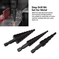 HOWEIP 3pcs Step Drill Bit Set, Precision Black Hex Handle Step Drill Bit, Set Hex Shank Bearing Ste