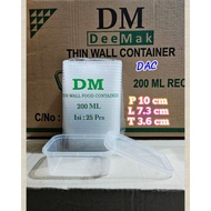 Thinwall Container DM 200ML/ Lunch Box Cake Box Contents 25 Square Sets