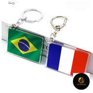 World flag keychain Brazil Italy France Spain Russia accessories handbag backpack keychain made of t