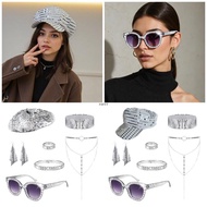 CUY 50s 60s 70s 80s Women Hippies Costume Set Disco Outfit Halloween Cosplay Props