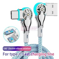 Type C Fast Charging Cable 180 Degree Rotation Elbow USB A to Type-C Cable with Light Zinc Alloy Bra