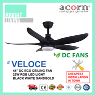Acorn Veloce DC-160 44 Inch Eco Ceiling Fan + 22W RGB LED Light Kit