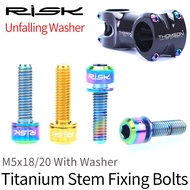 RISK Titanium Screws M5X18mm M5x20mm Stem Fixing Bolts With Washer Front Fork Bicycle Stem Fixed Bolt Cycling Accessories