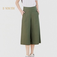 Eyouth 10123 Ladies wide leg pants High waist women casual pants culottes 3/4 length