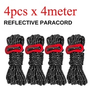 [Ready Stock] 4mx4pcs Camping Rope Tent Reflective Paracord / Tali Khemah Paracord Camping Outdoor (
