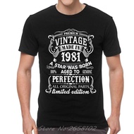 Ready Stock Men T-shirt Vintage 1981 T-shirt Legends Are Born In 1981 Birthday Gift