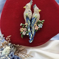 1941年coro藍鳳頭鸚鵡二重奏拆合式胸針/別針Duette西洋古董飾品