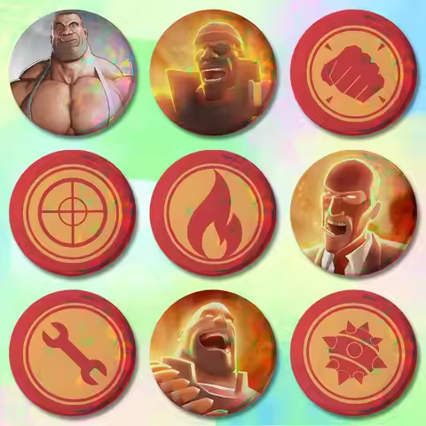 Game T-Teams F-Fortress-S 2 58mm 44mm HD Print Brooch Badges Pretty Derby Round Display Brooches Lap