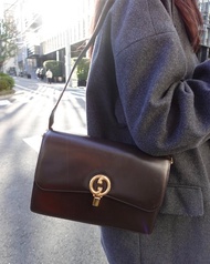 中古包 Gucci 古馳 復古深朱古力色Vintage GG肩背包