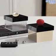 紅球球高顏值棉棒盒壓克力化妝棉收納盒桌面首飾盒條紋透明牙線盒