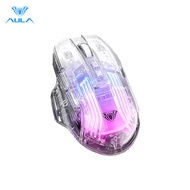 AULA SC518 Wireless Mouse 2.4G Bluetooth Connection RGB Light Effect 6-speed DPI 800-1600-2400-3200-