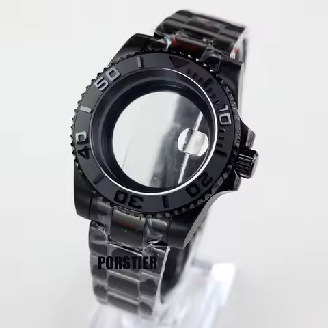 High Quality 40mm Steel Black Waterproof Watch Case Strap Sapphire Crystal For Yacht-master Nh35 Nh3