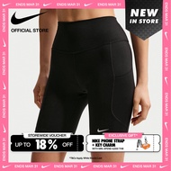 Nike One Dri-FIT Womens High-Waisted 8" Biker with Pockets Leggings - Black [FZ6759-013]