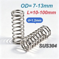 [XM-MB] SUS304 Compression spring, d1.2mm*OD7-13mm*L10-100mm, return spring, 304 stainless steel Com