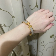 Hermes 奶茶色金釦 H琺瑯手環