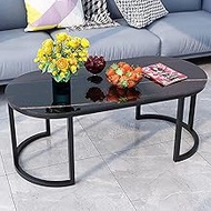 JKGHK Oval Coffee Table,Tempered Glass End Table,Modern Accent Sofa Side End Table,Sturdy Metal Fram