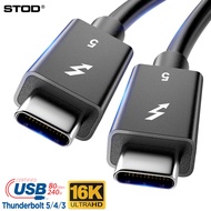 STOD Thunderbolt 5 Cable Type C Thunderbolt 4 3 USB C Cord Fast Charger Charging 5A PD3.1 Power Line
