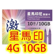 新加坡 馬來西亞 印尼 10日4G 10GB 《2張免費順豐》上網卡數據卡 Sim卡電話卡電話咭data