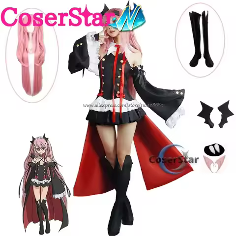 CoserStar-N In Stock Seraph of the End Krul Tepes Cosplay Costume Full Set Outfis Role Play Suit Kru