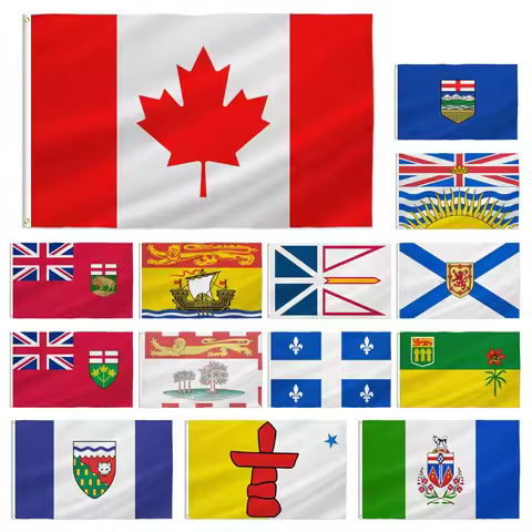 PTEROSAUR Canada Province Flag, Canadian Alberta British Columbia Manitoba New Brunswick Ontario Que