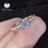 【Gift Day】18K Gold Plated Simple Vermiculite Ring Engagement Wedding Biethday Party Ring For Women Ring 925 Silver Simulation Diamonds