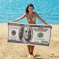 100 Dollar Bill Design Beach Towel 27.5 X 55 Inch 100% Cotton Pool Towel for Travel Camping Lake