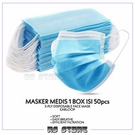 Masker Medis 3ply isi 50pcs Earloop 1 Box