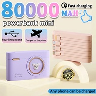 100% original powerbank mini 80000mah power bank Camera design built in 4 cables