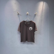 CNO7 Chrome Hearts Horseshoe Print Gray V-Neck Short Sleeve T-Shirt