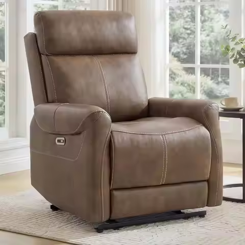 Electric Power Reclining Leather Sofa with USB Ports for Home Theater or Living Room
