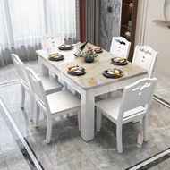 ST/🏮Marble Dining Tables and Chairs Set Modern Minimalist Solid Wood Dining Table6People's Rectangular Dining Table Hous