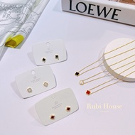 Mini size 4-leaf clover earrings and necklace accessory set