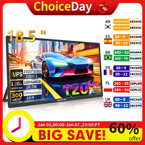 HGFRTEE Portable Gaming Monitor 18.5 Inch 1080P 16:09 120Hz 100%sRGB 300Cd/m² Travel Screen for MacB