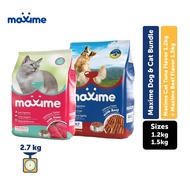 ♞Dog & Cat Bundle (Maxime Cat Dry Cat Food Tuna 1.2kg + Maxime Dry Dog Food Adult Beef 1.5kg)