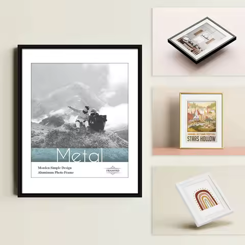 Black White Gold Pictures Frames 21x30 30x40 40x50 15x20cm Aluminum Photo Frames Poster Canvas Wall