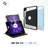 Tri-fold 360 Rotation iPad Case Portrait Viewing Hybrid Clear Case Pencil Holder for iPad