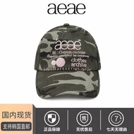[Ready Stock] Korea AEAE Hat Embroidered Letter Camouflage Baseball Cap Casual Washed Slimmer Look S