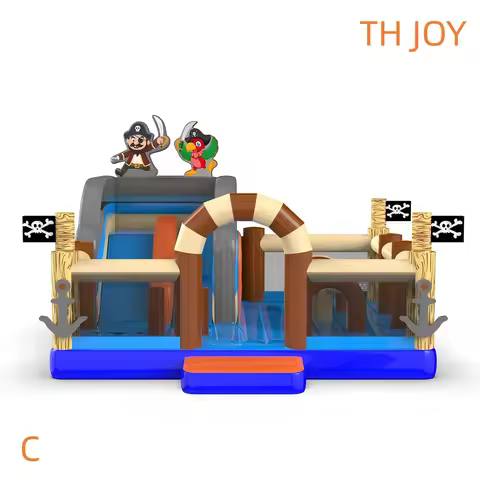 6x6m big Pirate Ship Combo Bounce House Commercial Inflatable Bouncy Castle with Slide for sale