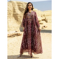 Eid Dress for Women Abaya Muslim Mesh Embroidery Party Vestidos Largos Caftan Robe Jalabiya Dubai Ka
