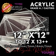 12 x 12inches to 13++ inches acrylic sheet with 2mm, 3mm 4mm and 5mm / transparent akrilik