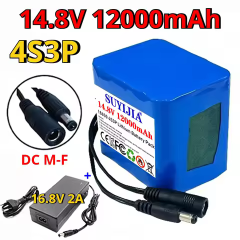 4S3P 14.8V 12000mAh 18650 rechargeable lithium battery pack 14.4V 12Ah with built-in intelligent BMS