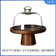 [Wishshopeehhh] Wooden Cake Stand Clear Dessert Stand Cake Dome Multifunctional Dried