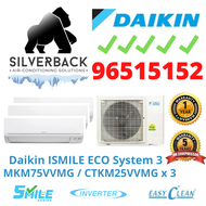 DAIKIN ISMILE ECO SERIES (5 TICKS WITH WIFI)  SYSTEM 3 AIRCON WITH INSTALLATION (R32 GAS)