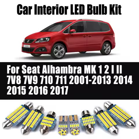 Car Interior Map Dome Light LED Bulbs Kit Canbus For Seat Alhambra MK 1 2 I II 7V8 7V9 710 711 2001-