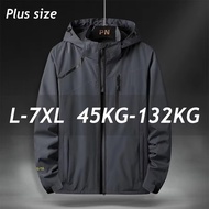 [130KG Boleh Dipakai] Baju Lelaki Saiz Besar Kain Kalis Air Men Large Size Outerwear Casual Coat Plu