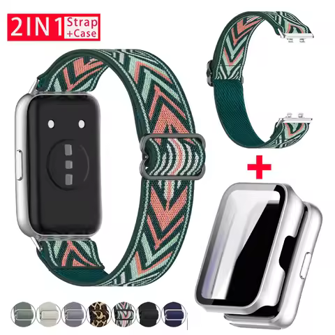Nylon Strap+Case for Huawei Band11 11Pro Sliding Buckle Woven Stretch Band for Huawei Watch11/11pro 