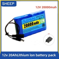 Aleaivy 12V 20000mah portable super rechargeable lithium-ion battery pack, DC 12.6V 20Ah camera batt