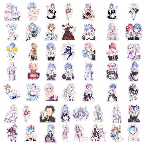 50PCS Re ZERO Starting Life in Another World Waterproof Sticker Decoration Notebook Mobile Guitar Wa