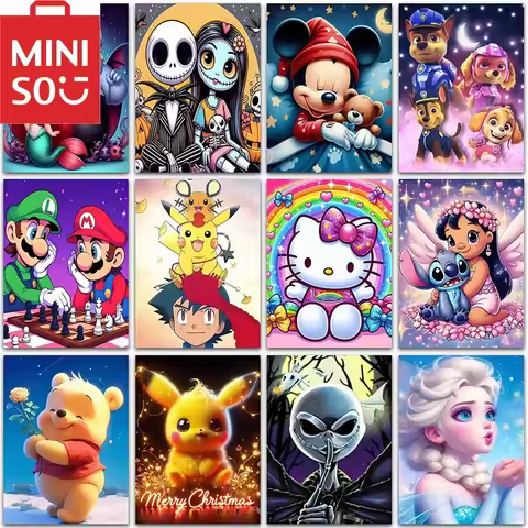 MINISO DIY paint by numbers for Adults Pikachu Super Mario DIY Kits Hand Painted On Canvas With Draw
