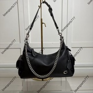 Coach 流浪包百搭時尚手提包鏈條包頭層牛皮單肩斜挎包